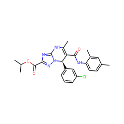 CC1=C(C(=O)Nc2ccc(C)cc2C)[C@@H](c2cccc(Cl)c2)n2nc(C(=O)OC(C)C)nc2N1 ZINC000015974090