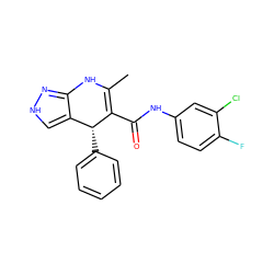 CC1=C(C(=O)Nc2ccc(F)c(Cl)c2)[C@H](c2ccccc2)c2c[nH]nc2N1 ZINC000064448721