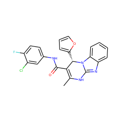 CC1=C(C(=O)Nc2ccc(F)c(Cl)c2)[C@H](c2ccco2)n2c(nc3ccccc32)N1 ZINC000064448315