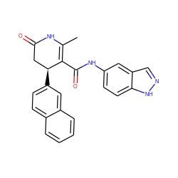 CC1=C(C(=O)Nc2ccc3[nH]ncc3c2)[C@@H](c2ccc3ccccc3c2)CC(=O)N1 ZINC000014954370