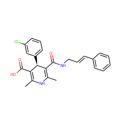 CC1=C(C(=O)O)[C@@H](c2cccc(Cl)c2)C(C(=O)NC/C=C/c2ccccc2)=C(C)N1 ZINC000028568089