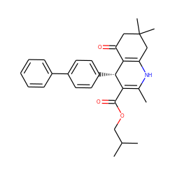 CC1=C(C(=O)OCC(C)C)[C@H](c2ccc(-c3ccccc3)cc2)C2=C(CC(C)(C)CC2=O)N1 ZINC000095571718