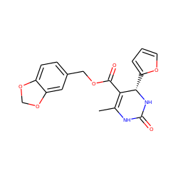 CC1=C(C(=O)OCc2ccc3c(c2)OCO3)[C@H](c2ccco2)NC(=O)N1 ZINC000095591162