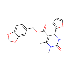 CC1=C(C(=O)OCc2ccc3c(c2)OCO3)[C@H](c2ccco2)NC(=O)N1C ZINC000095590793