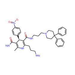 CC1=C(C(N)=O)[C@@H](c2ccc([N+](=O)[O-])cc2)C(C(=O)NCCCN2CCC(c3ccccc3)(c3ccccc3)CC2)=C(CCCN)N1 ZINC000026727765