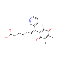 CC1=C(C)C(=O)C(/C(=C/CCCCC(=O)O)c2cccnc2)=C(C)C1=O ZINC000038153636