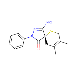 CC1=C(C)C[C@@]2(SC1)C(=O)N(c1ccccc1)N=C2N ZINC000003185270