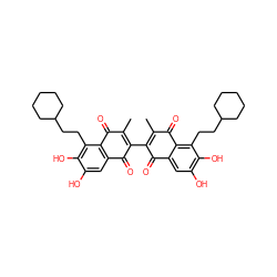 CC1=C(C2=C(C)C(=O)c3c(cc(O)c(O)c3CCC3CCCCC3)C2=O)C(=O)c2cc(O)c(O)c(CCC3CCCCC3)c2C1=O ZINC000064527664