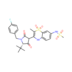 CC1=C(C2C(=O)[C@H](C(C)(C)C)N(Cc3ccc(F)cc3)C2=O)Nc2ccc(NS(C)(=O)=O)cc2S1(=O)=O ZINC000049723216