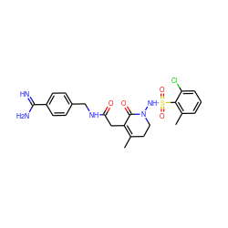 CC1=C(CC(=O)NCc2ccc(C(=N)N)cc2)C(=O)N(NS(=O)(=O)c2c(C)cccc2Cl)CC1 ZINC000045320396