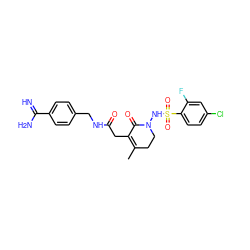 CC1=C(CC(=O)NCc2ccc(C(=N)N)cc2)C(=O)N(NS(=O)(=O)c2ccc(Cl)cc2F)CC1 ZINC000045254399