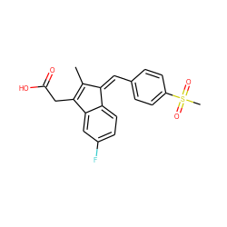 CC1=C(CC(=O)O)c2cc(F)ccc2/C1=C\c1ccc(S(C)(=O)=O)cc1 ZINC000012341529