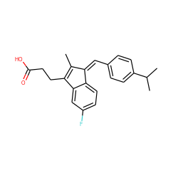 CC1=C(CCC(=O)O)c2cc(F)ccc2/C1=C\c1ccc(C(C)C)cc1 ZINC000095589726