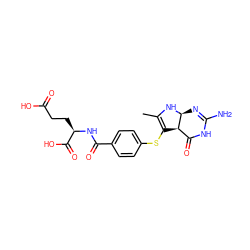 CC1=C(Sc2ccc(C(=O)N[C@H](CCC(=O)O)C(=O)O)cc2)[C@@H]2C(=O)NC(N)=N[C@@H]2N1 ZINC000169358597