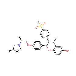 CC1=C(c2ccc(S(C)(=O)=O)cc2)[C@H](c2ccc(OC[C@H](C)N3CC[C@@H](C)C3)cc2)Oc2ccc(O)cc21 ZINC000144213429