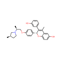 CC1=C(c2cccc(O)c2)[C@@H](c2ccc(OC[C@H](C)N3CC[C@@H](C)C3)cc2)Oc2ccc(O)cc21 ZINC000144059631