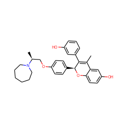 CC1=C(c2cccc(O)c2)[C@H](c2ccc(OC[C@H](C)N3CCCCCC3)cc2)Oc2ccc(O)cc21 ZINC000144142224