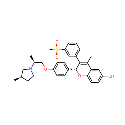 CC1=C(c2cccc(S(C)(=O)=O)c2)[C@@H](c2ccc(OC[C@H](C)N3CC[C@@H](C)C3)cc2)Oc2ccc(O)cc21 ZINC000207301788