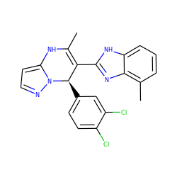 CC1=C(c2nc3c(C)cccc3[nH]2)[C@@H](c2ccc(Cl)c(Cl)c2)n2nccc2N1 ZINC000045317138