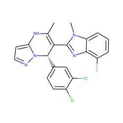 CC1=C(c2nc3c(F)cccc3n2C)[C@H](c2ccc(Cl)c(Cl)c2)n2nccc2N1 ZINC000045245894