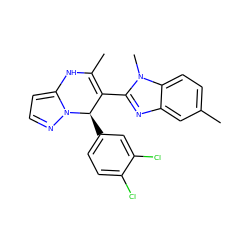 CC1=C(c2nc3cc(C)ccc3n2C)[C@@H](c2ccc(Cl)c(Cl)c2)n2nccc2N1 ZINC000045322232