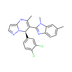 CC1=C(c2nc3ccc(C)cc3n2C)[C@@H](c2ccc(Cl)c(Cl)c2)n2nccc2N1 ZINC000045260492