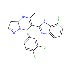 CC1=C(c2nc3cccc(Cl)c3n2C)[C@H](c2ccc(Cl)c(Cl)c2)n2nccc2N1 ZINC000045245125