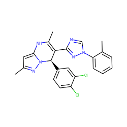 CC1=C(c2ncn(-c3ccccc3C)n2)[C@@H](c2ccc(Cl)c(Cl)c2)n2nc(C)cc2N1 ZINC000101668753