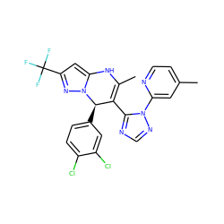 CC1=C(c2ncnn2-c2cc(C)ccn2)[C@@H](c2ccc(Cl)c(Cl)c2)n2nc(C(F)(F)F)cc2N1 ZINC000101668684