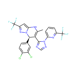 CC1=C(c2ncnn2-c2cccc(C(F)(F)F)n2)[C@@H](c2ccc(Cl)c(Cl)c2)n2nc(C(F)(F)F)cc2N1 ZINC000101668695