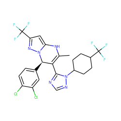 CC1=C(c2ncnn2C2CCC(C(F)(F)F)CC2)[C@@H](c2ccc(Cl)c(Cl)c2)n2nc(C(F)(F)F)cc2N1 ZINC000101668657