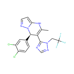 CC1=C(c2ncnn2CC(F)(F)F)[C@@H](c2ccc(Cl)c(Cl)c2)n2nccc2N1 ZINC000101668717