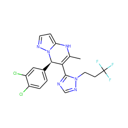 CC1=C(c2ncnn2CCC(F)(F)F)[C@@H](c2ccc(Cl)c(Cl)c2)n2nccc2N1 ZINC000101668714