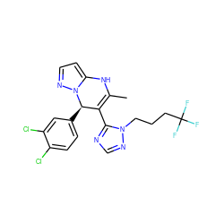 CC1=C(c2ncnn2CCCC(F)(F)F)[C@@H](c2ccc(Cl)c(Cl)c2)n2nccc2N1 ZINC000101668712