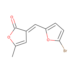 CC1=C/C(=C\c2ccc(Br)o2)C(=O)O1 ZINC000004712216