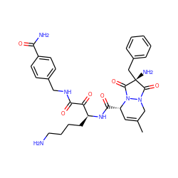 CC1=C[C@H](C(=O)N[C@@H](CCCCN)C(=O)C(=O)NCc2ccc(C(N)=O)cc2)N2C(=O)[C@](N)(Cc3ccccc3)C(=O)N2C1 ZINC000026382476