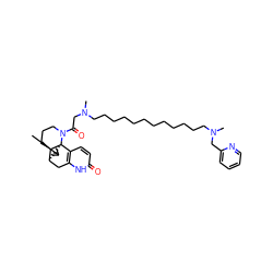 CC1=C[C@H]2Cc3[nH]c(=O)ccc3[C@@]3(C1)[C@@H]2CCCN3C(=O)CN(C)CCCCCCCCCCCCN(C)Cc1ccccn1 ZINC000028714103