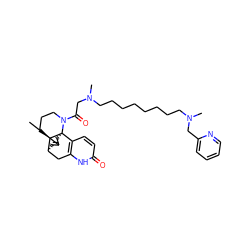 CC1=C[C@H]2Cc3[nH]c(=O)ccc3[C@@]3(C1)[C@@H]2CCCN3C(=O)CN(C)CCCCCCCCN(C)Cc1ccccn1 ZINC000028714096