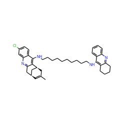 CC1=C[C@H]2Cc3nc4cc(Cl)ccc4c(NCCCCCCCCCCNc4c5c(nc6ccccc46)CCCC5)c3[C@@H](C1)C2 ZINC000084596728