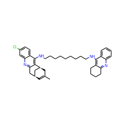 CC1=C[C@H]2Cc3nc4cc(Cl)ccc4c(NCCCCCCCCCNc4c5c(nc6ccccc46)CCCC5)c3[C@@H](C1)C2 ZINC000084596725