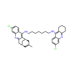 CC1=C[C@H]2Cc3nc4cc(Cl)ccc4c(NCCCCCCCNc4c5c(nc6cc(Cl)ccc46)CCCC5)c3[C@@H](C1)C2 ZINC000014947321