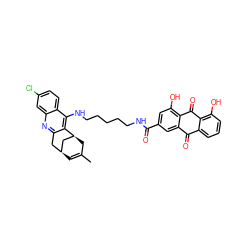 CC1=C[C@H]2Cc3nc4cc(Cl)ccc4c(NCCCCCNC(=O)c4cc(O)c5c(c4)C(=O)c4cccc(O)c4C5=O)c3[C@@H](C1)C2 ZINC000169312139