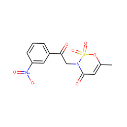 CC1=CC(=O)N(CC(=O)c2cccc([N+](=O)[O-])c2)S(=O)(=O)O1 ZINC000299827192