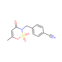 CC1=CC(=O)N(Cc2ccc(C#N)cc2)S(=O)(=O)O1 ZINC000299828570