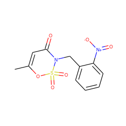 CC1=CC(=O)N(Cc2ccccc2[N+](=O)[O-])S(=O)(=O)O1 ZINC000299824188