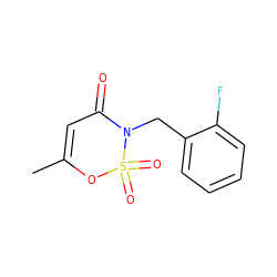 CC1=CC(=O)N(Cc2ccccc2F)S(=O)(=O)O1 ZINC000299827175