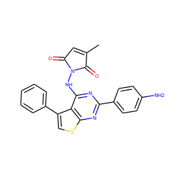 CC1=CC(=O)N(Nc2nc(-c3ccc(N)cc3)nc3scc(-c4ccccc4)c23)C1=O ZINC000138769314