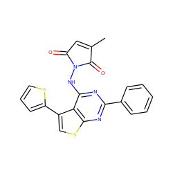 CC1=CC(=O)N(Nc2nc(-c3ccccc3)nc3scc(-c4cccs4)c23)C1=O ZINC000138674744