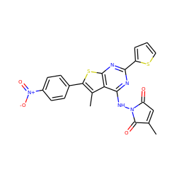 CC1=CC(=O)N(Nc2nc(-c3cccs3)nc3sc(-c4ccc([N+](=O)[O-])cc4)c(C)c23)C1=O ZINC000138824832