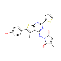 CC1=CC(=O)N(Nc2nc(-c3cccs3)nc3sc(-c4ccc(O)cc4)c(C)c23)C1=O ZINC000138798212